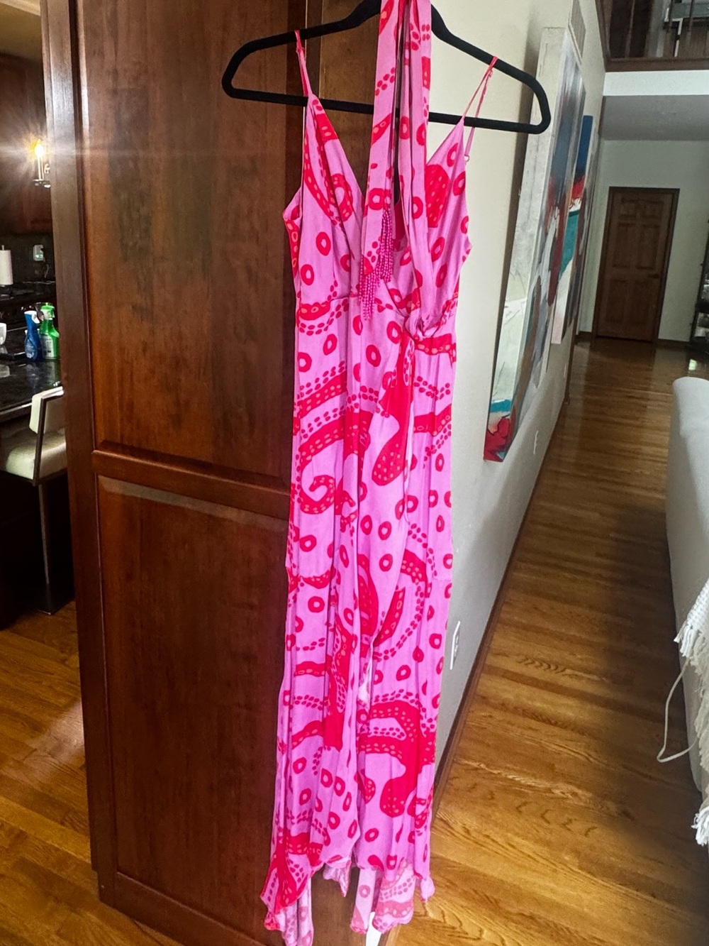 FARM Rio Pink and Red Printed Wrap Maxi Dress - Picture 5 of 6